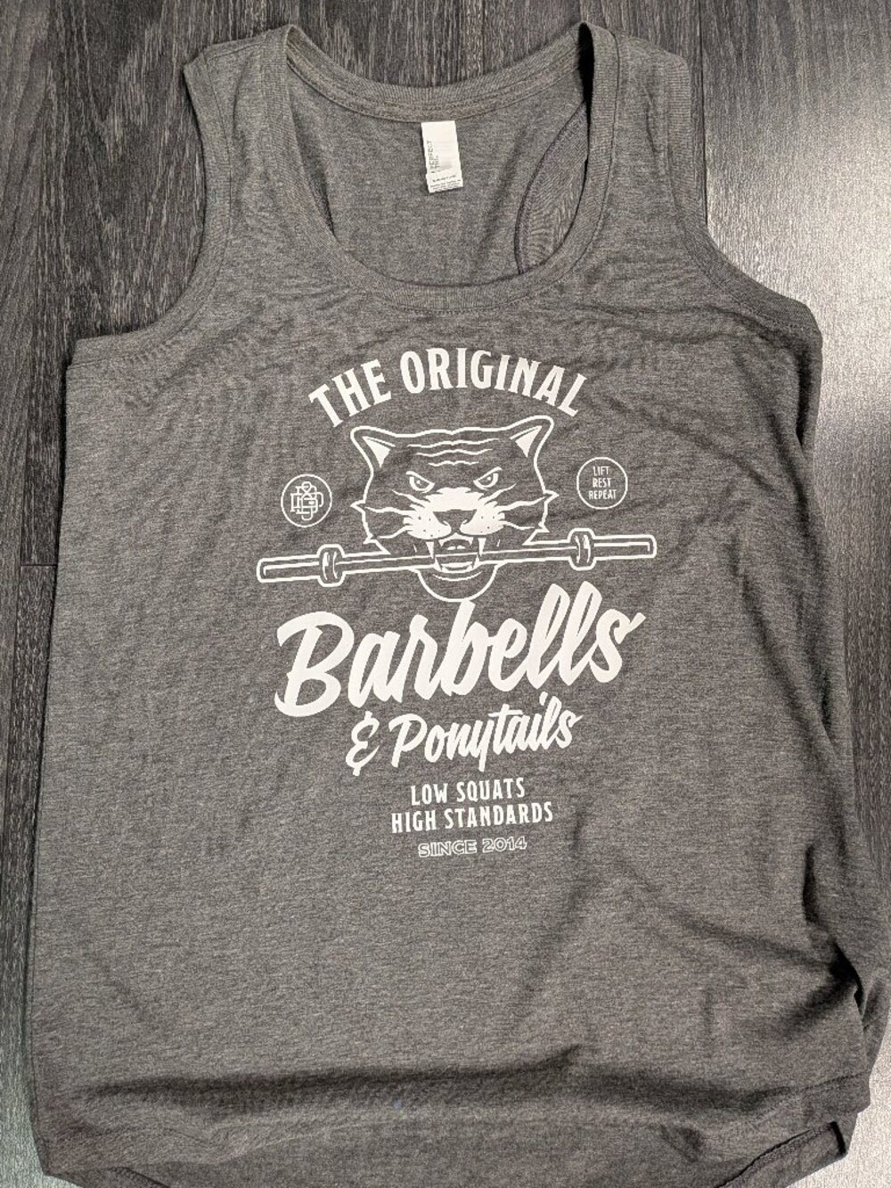 Barbells And Ponytails Racerback "Puma" Tank Top Sz S NEW